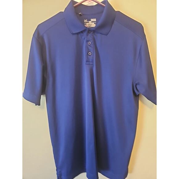 Under Armour Mens‎ Sz MD Medium Golf Polo Shirt Blue Loose Heat Gear - Picture 1 of 7